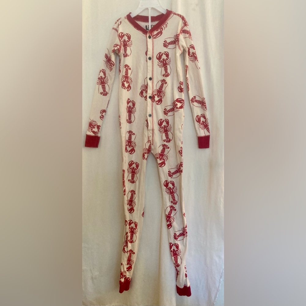 Lazy One Kids Red Lobster Print One-Piece Pajamas Size 8
